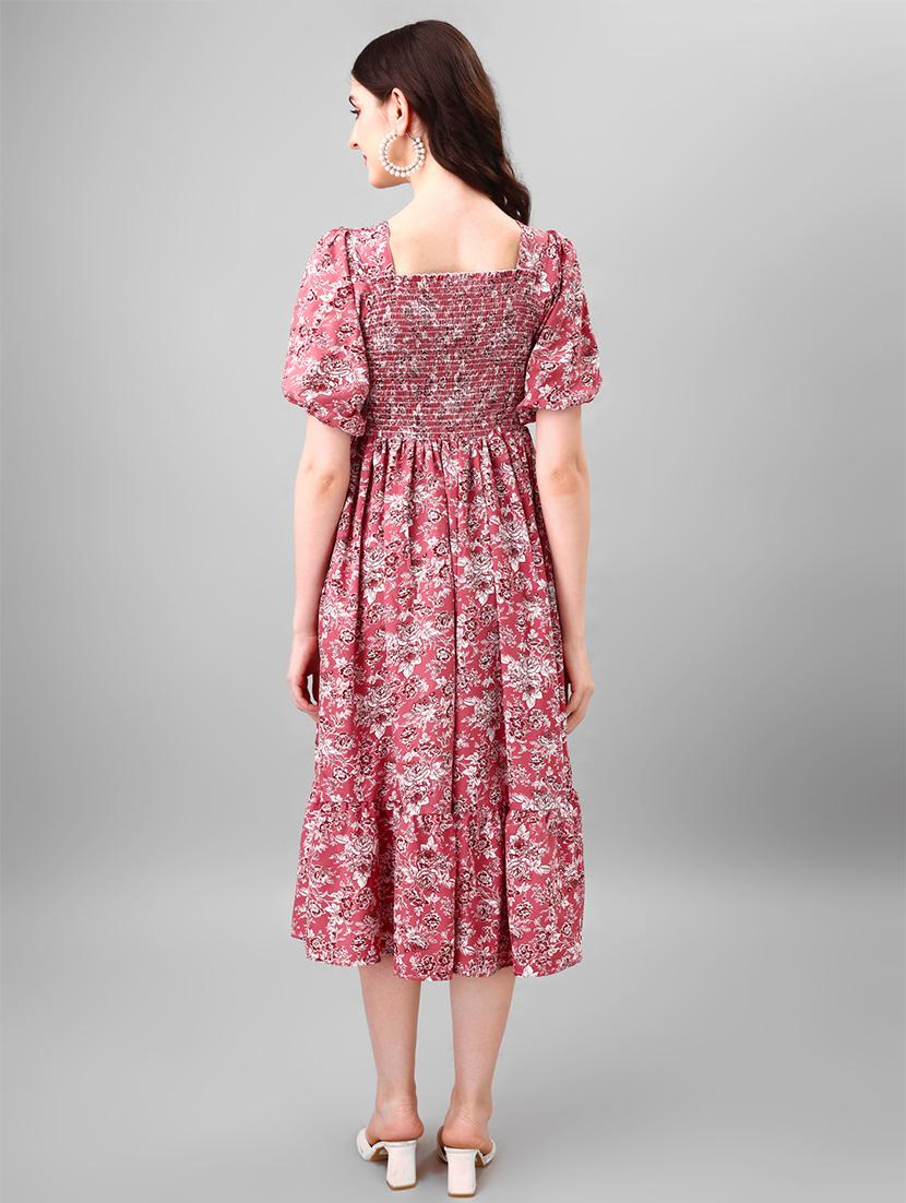 women pink printed tiered dress - 21532372 - Standard Image - 2