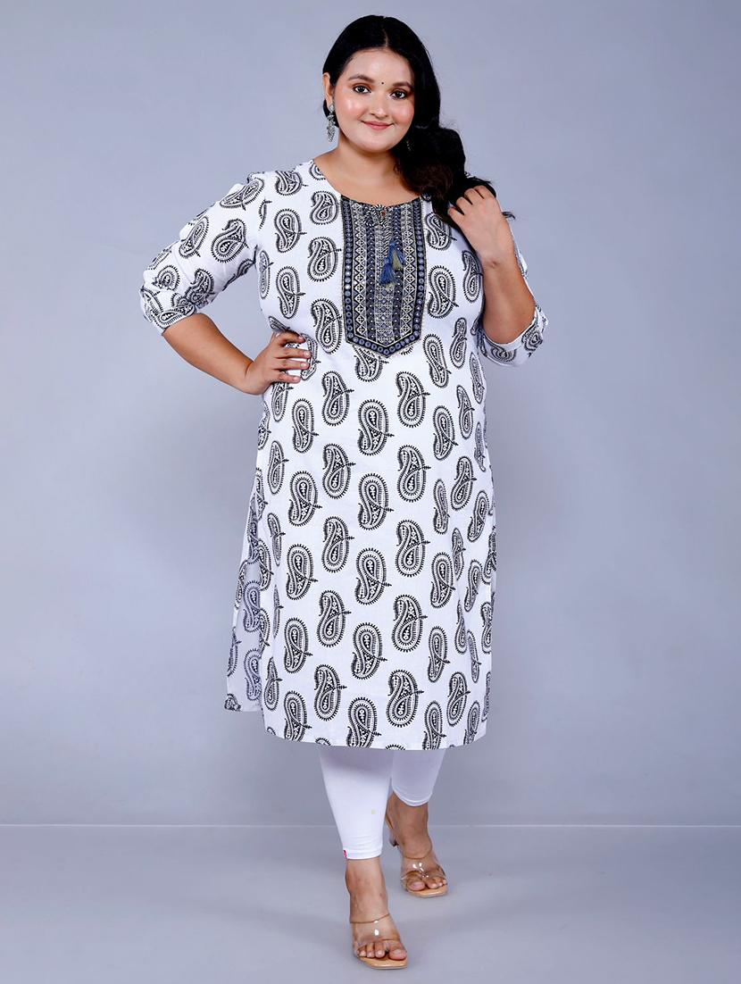 women printed embroidered tie knot neck straight kurta - 21532391 - Zoom Image - 0
