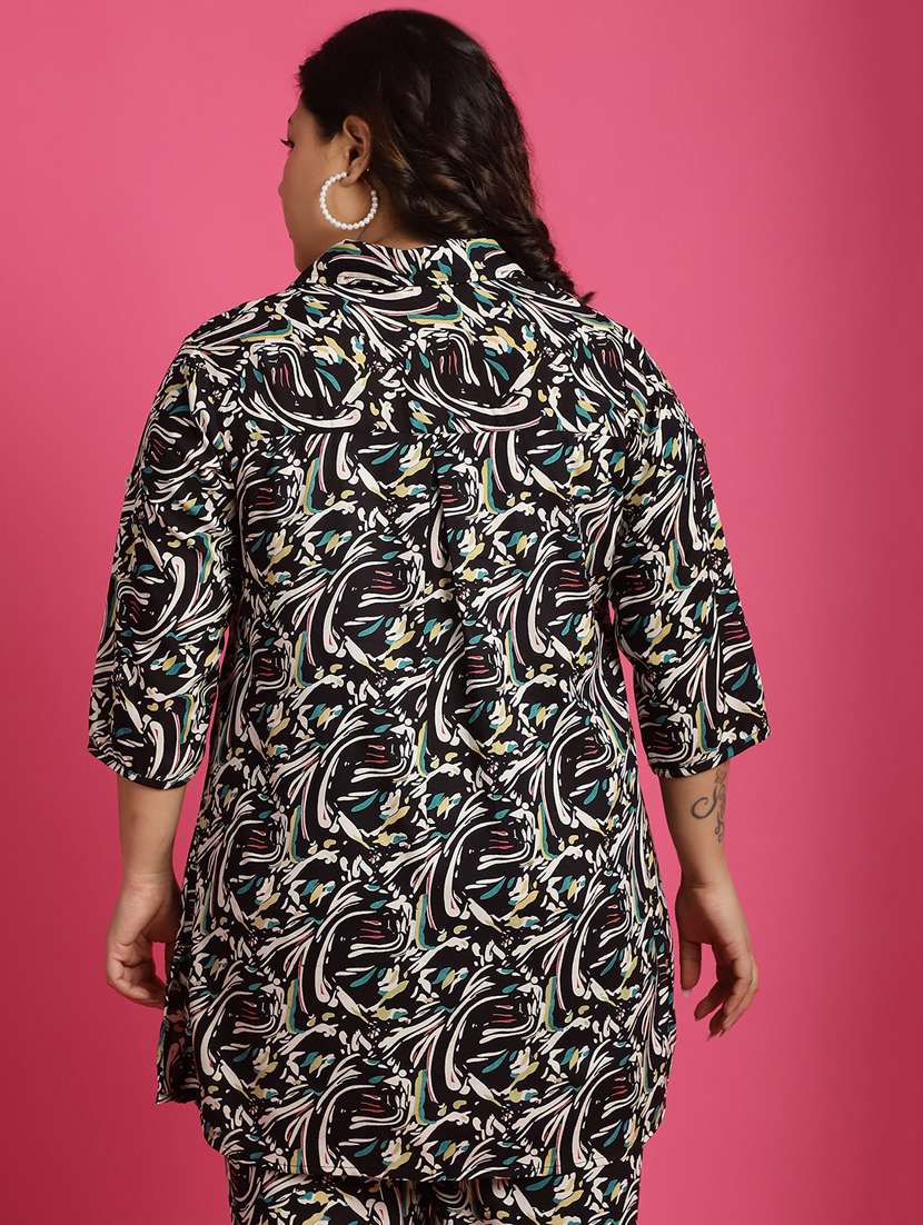 women plus size printed collared shirt - 21532405 - Standard Image - 2