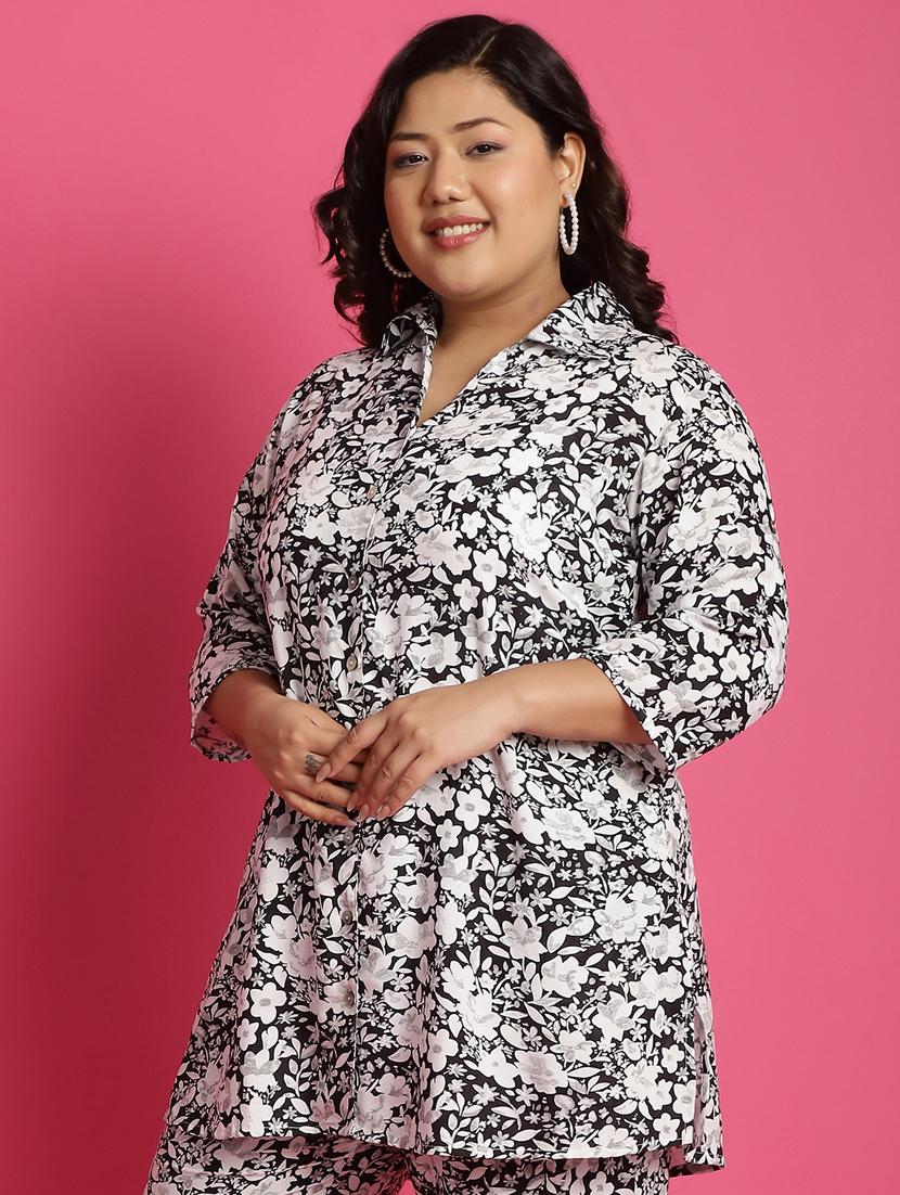 women plus size printed collared shirt - 21532408 - Standard Image - 2