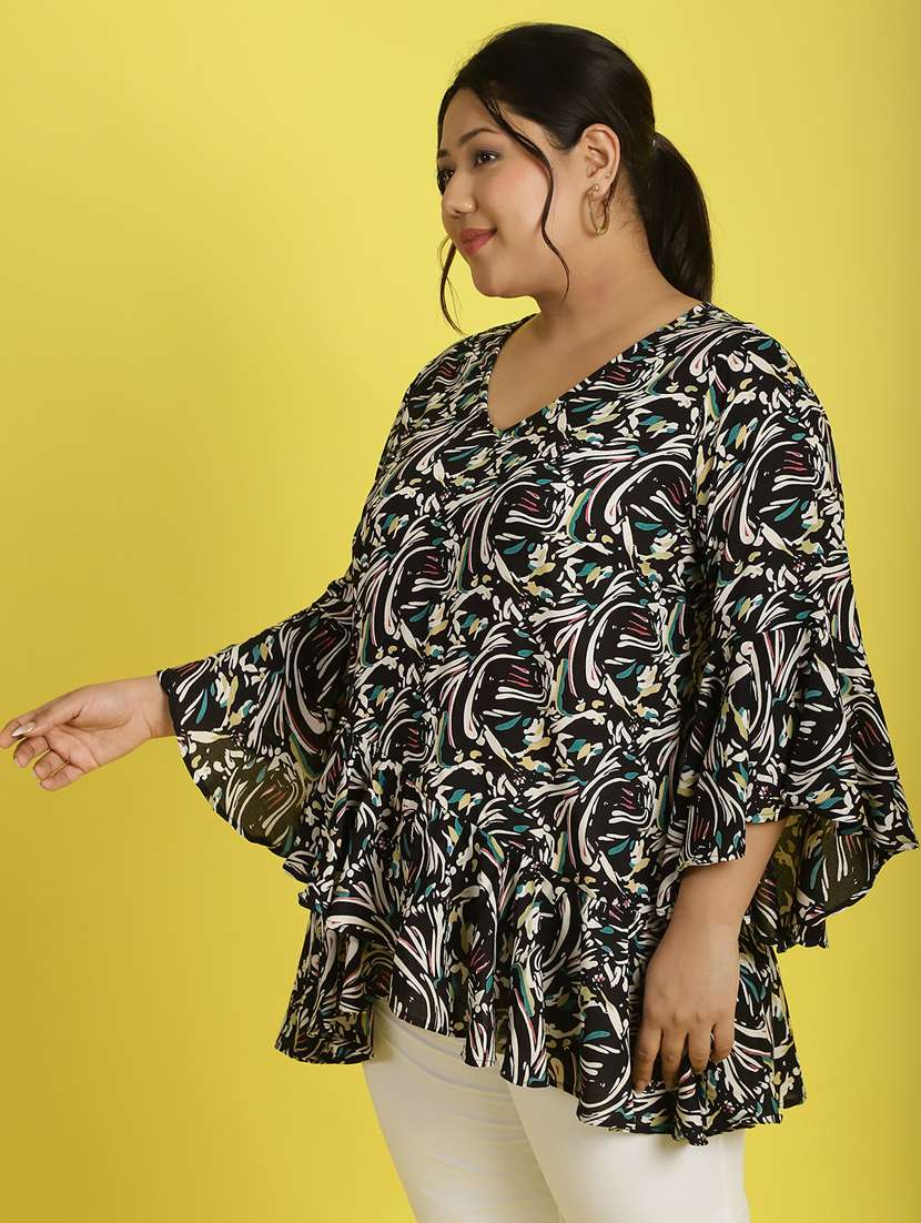 women v neck printed high-low top - 21532420 -  Standard Image - 2