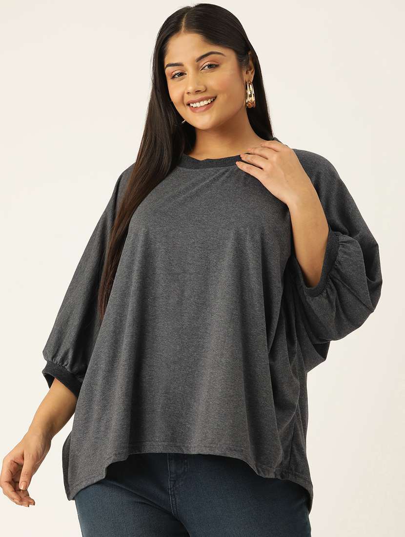 women round neck solid regular top