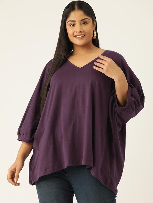 women v-neck solid regular top - 21532979 - Standard Image - 0