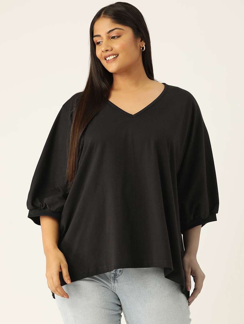 women v-neck solid regular top