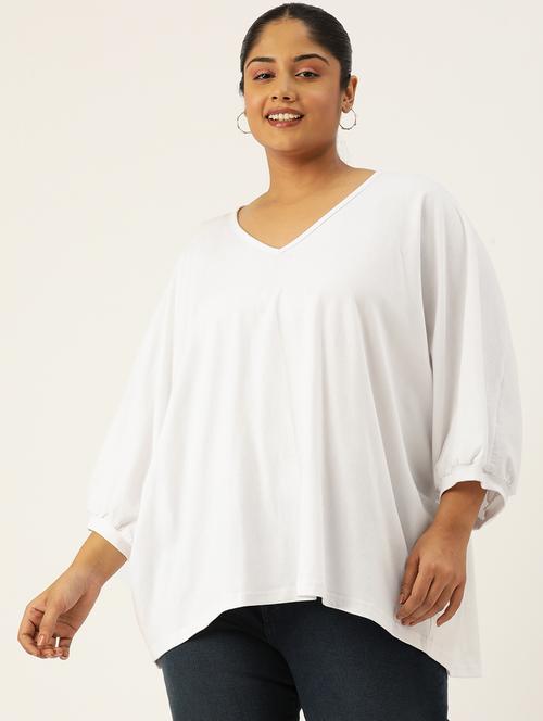 women v-neck solid regular top - 21532985 - Standard Image - 0