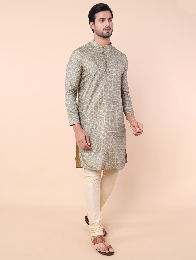 men printed kurta churidar ethnic wear set - 21533006 - Standard Image - 2