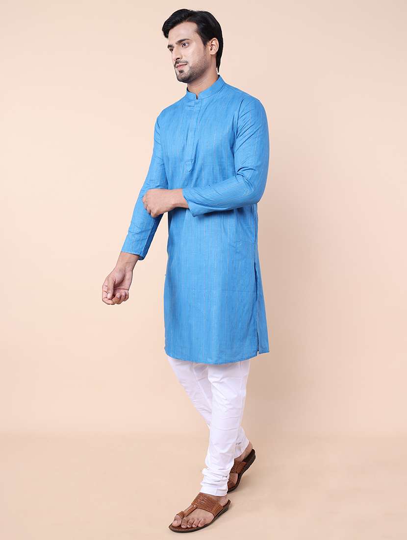 men striped kurta churidar ethnic wear set - 21533026 - Standard Image - 2