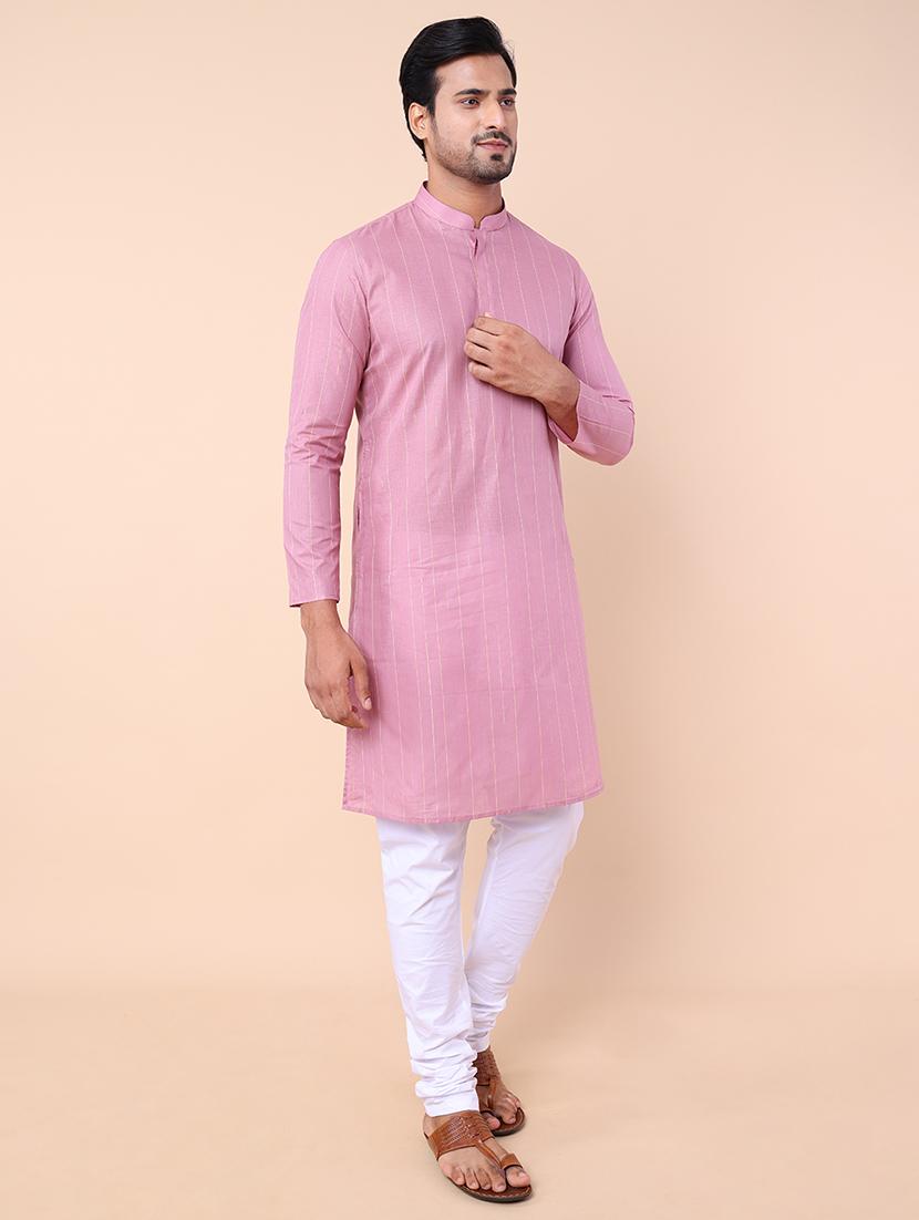 men striped kurta churidar ethnic wear set - 21533031 - Standard Image - 2