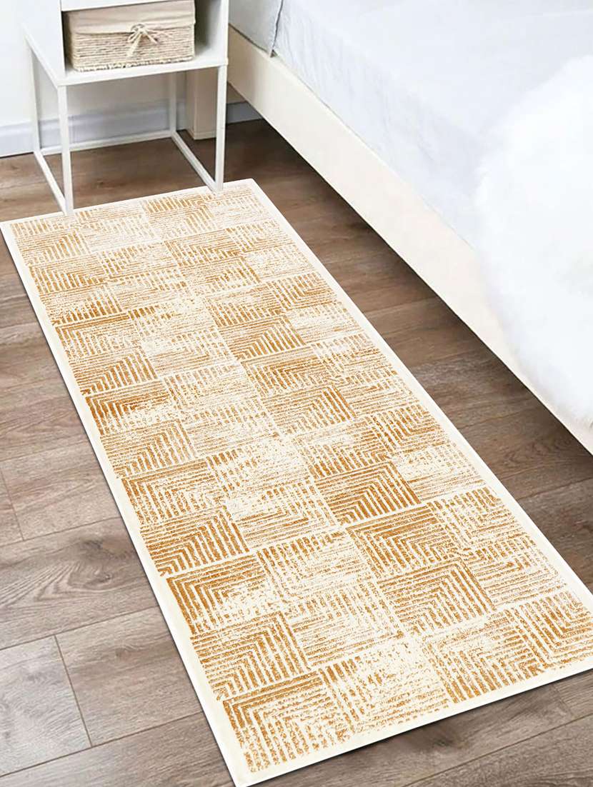 modefe 2x6 feet runner rug carpet beige geometric printed primium persian carpets for bedroom