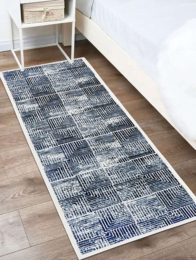 modefe 2x6 feet runner rug carpet blue geometric printed primium persian carpets for bedroom