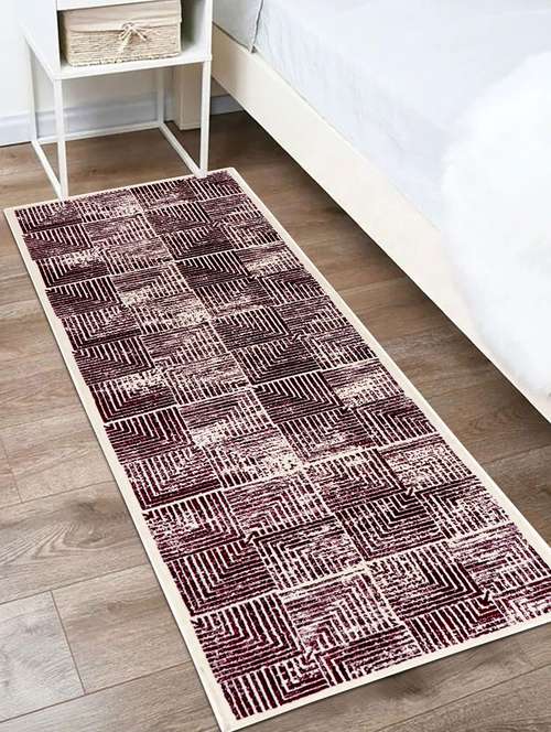 modefe 2x6 feet runner rug carpet maroon geometric printed primium persian carpets for bedroom - 21533085 -  Standard Image - 0