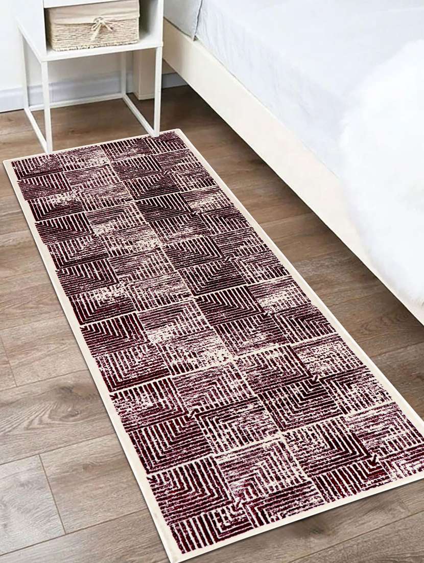 modefe 2x6 feet runner rug carpet maroon geometric printed primium persian carpets for bedroom