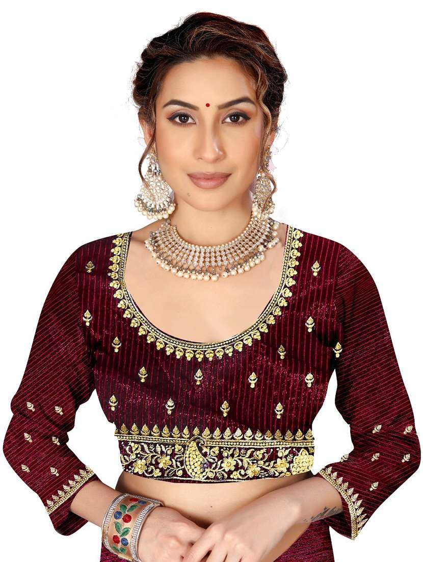 women solid with bordered saree with blouse - 21533112 - Standard Image - 2