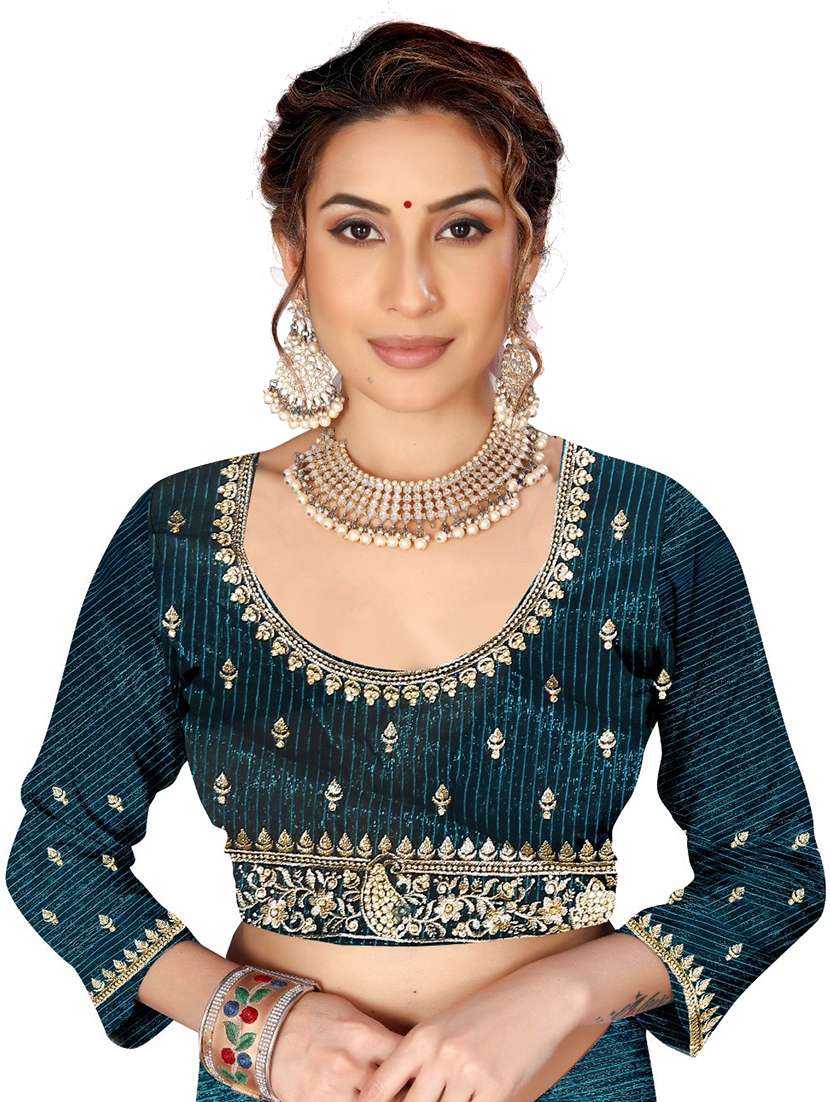 women solid with bordered saree with blouse - 21533113 - Standard Image - 2