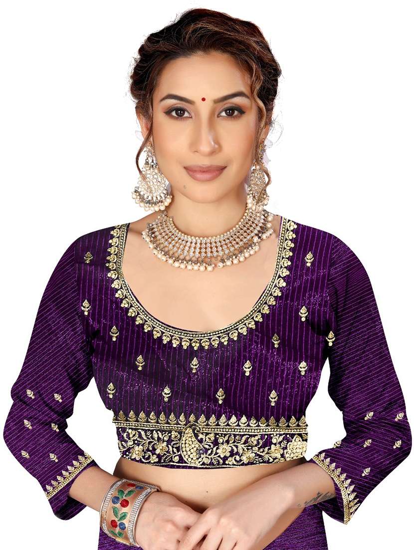 women solid with bordered saree with blouse - 21533116 -  Standard Image - 2