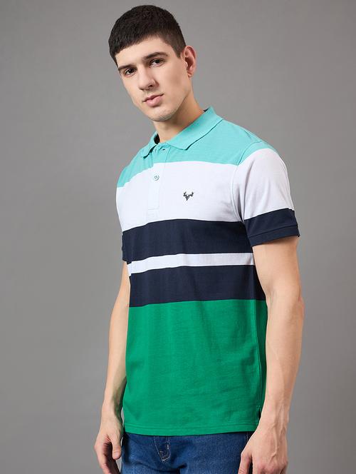 men polo neck color block t-shirt - 21533441 - Standard Image - 0