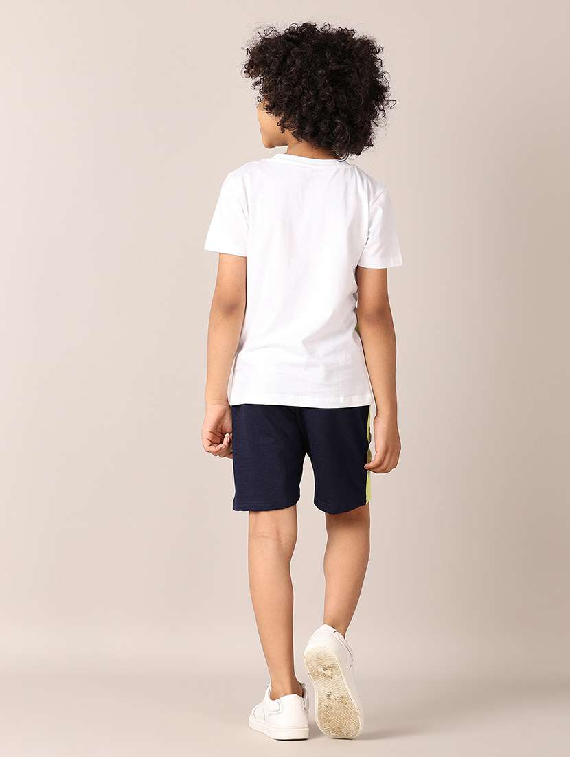 boys white typography shorts set - 21533454 -  Standard Image - 2