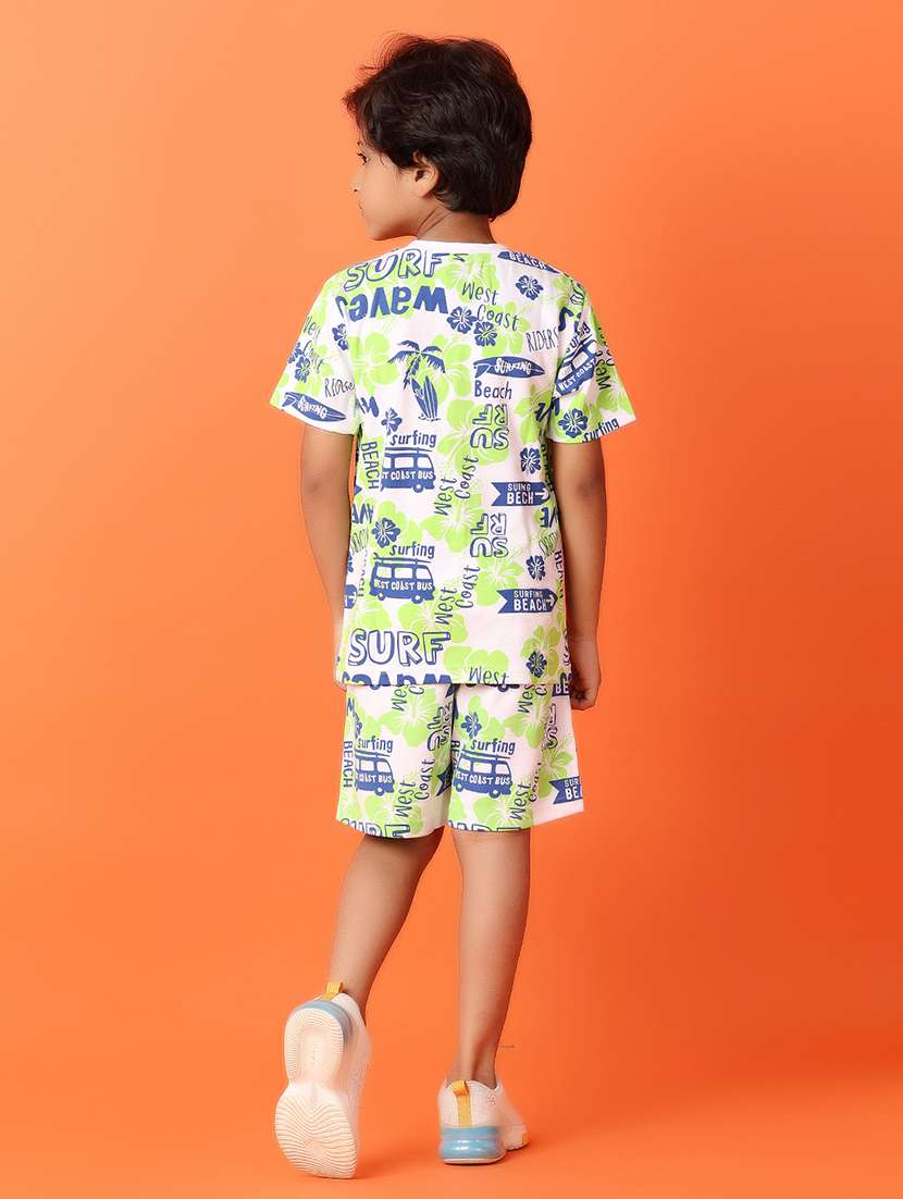 boys round neck printed shorts set - 21533456 -  Standard Image - 2