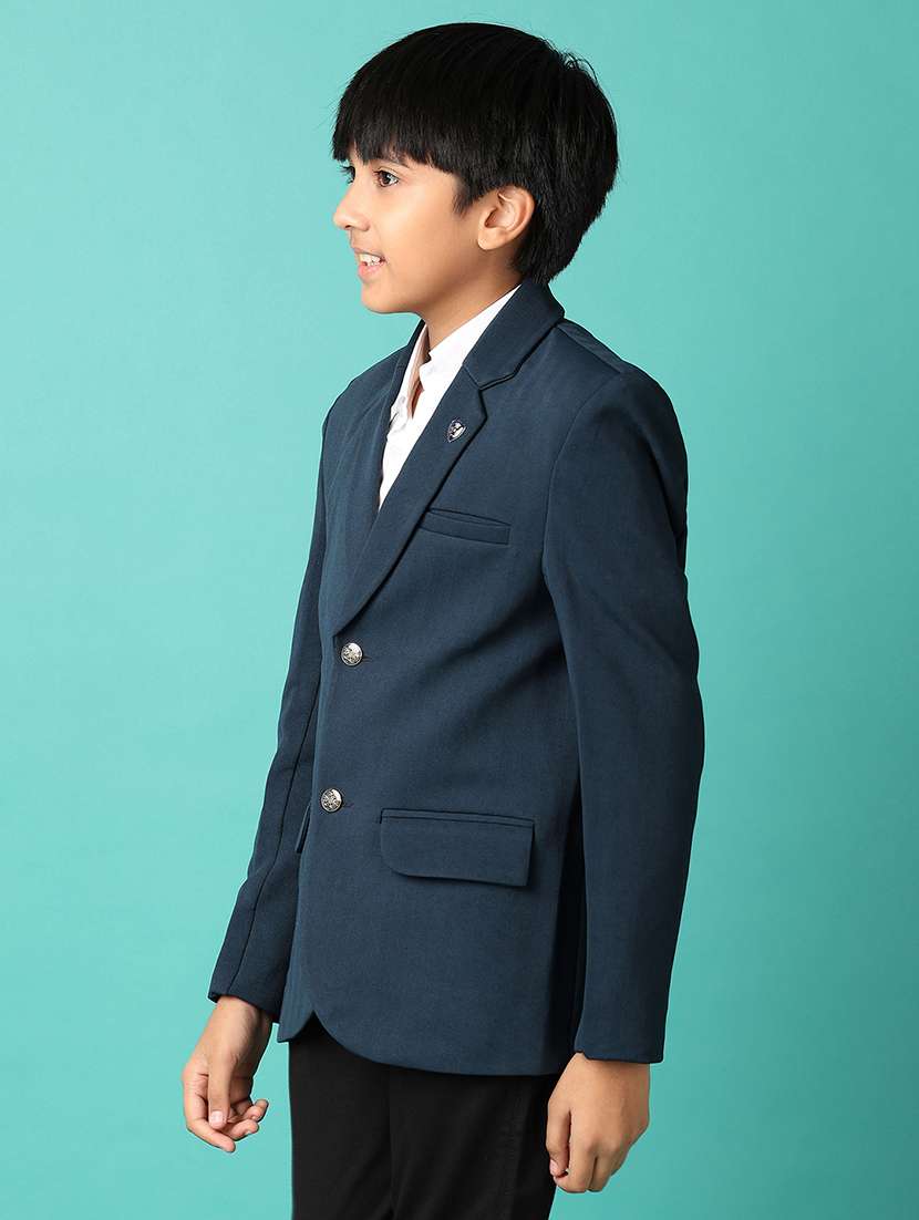 boys navy blue solid blazer - 21533463 -  Standard Image - 2