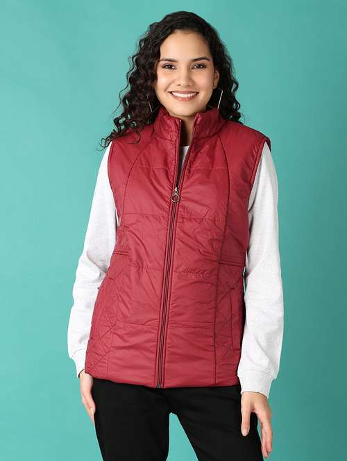 women solid sleeveless quilted jacket - 21533539 -  Standard Image - 0