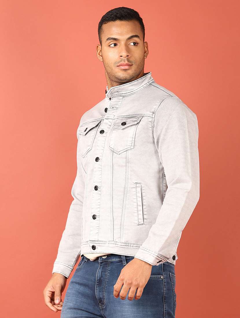 men long sleeves solid denim casual jacket - 21533572 -  Standard Image - 2