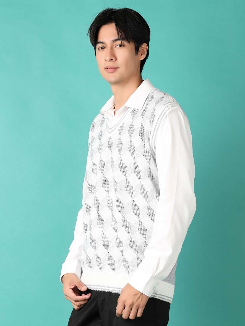 men v-neck self design pullover - 21533602 -  Standard Image - 2