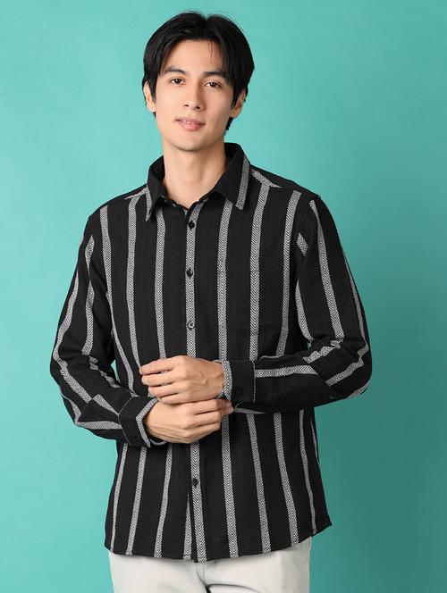 men long sleeves striped casual shirt - 21533674 - Standard Image - 0