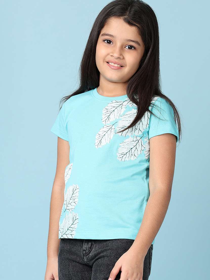 girls front print round neck tees - 21533678 -  Standard Image - 2