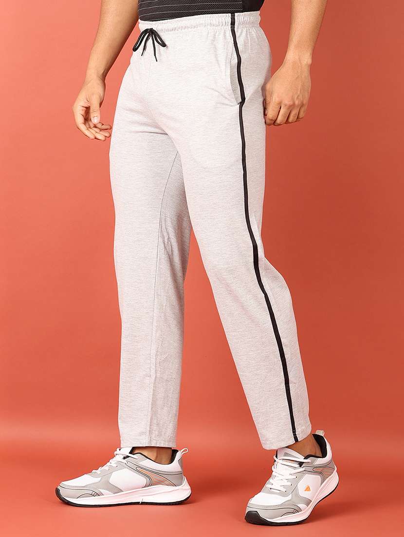 men grey melange ankle length track pant - 21533680 -  Standard Image - 2