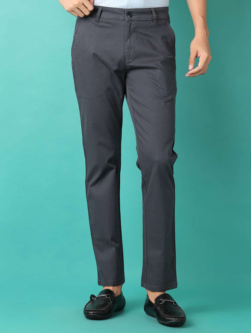 men mid rise solid chinos