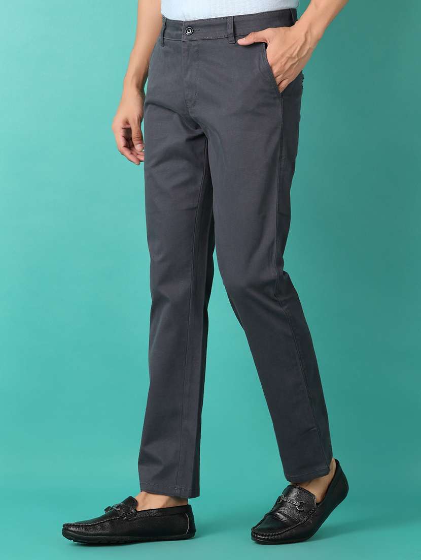 men mid rise solid chinos - 21534011 -  Standard Image - 2