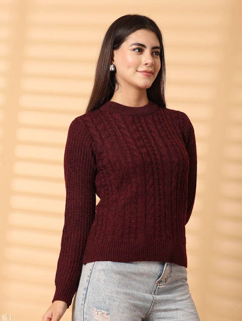 women round neck long sleeve pullover - 21534503 - Standard Image - 2