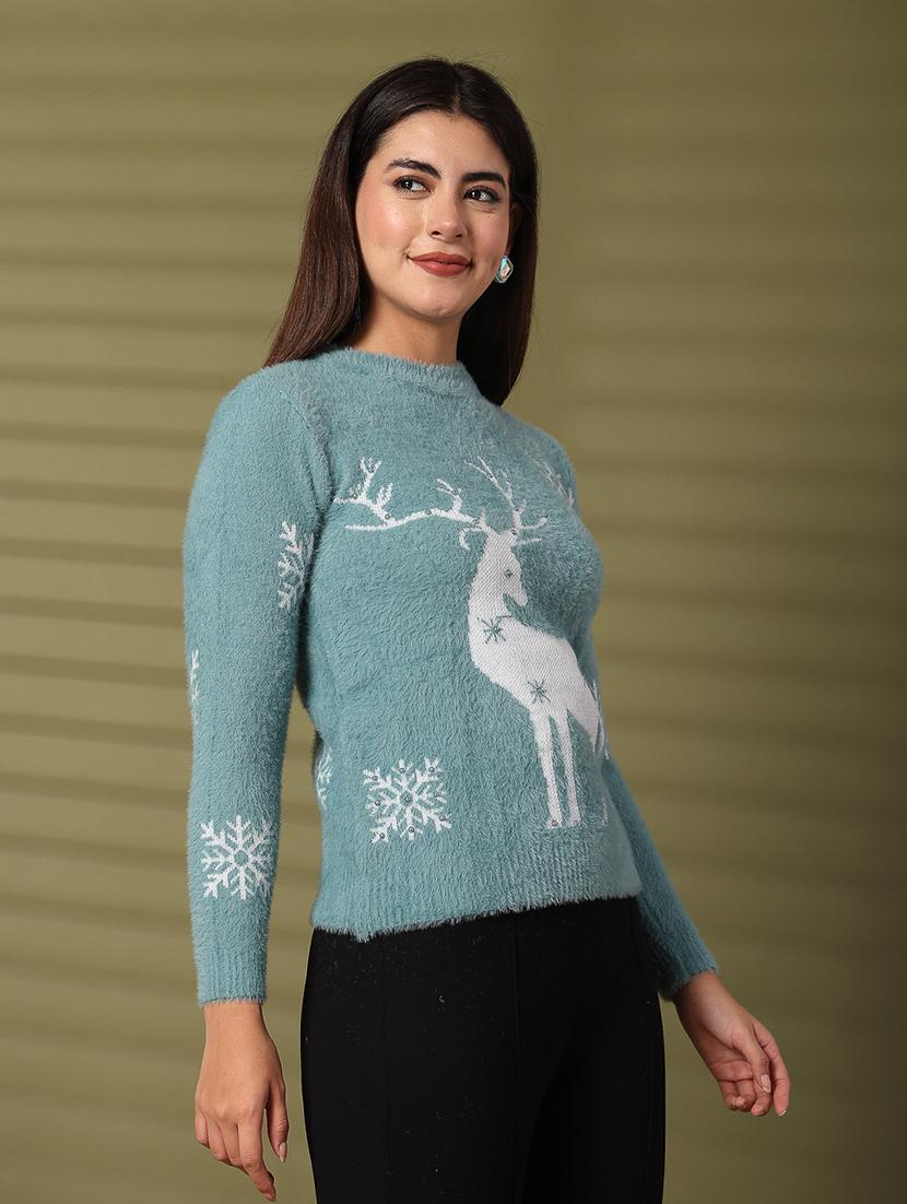 women round neck long sleeve pullover - 21534507 - Standard Image - 2