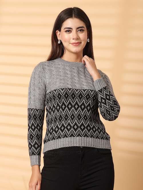women round neck long sleeve pullover - 21534517 - Standard Image - 0