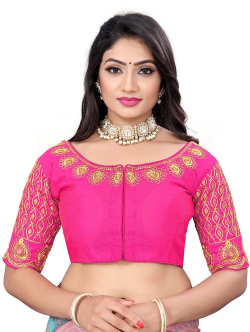 women pink embroidered stitched blouse - 21534562 - Standard Image - 0