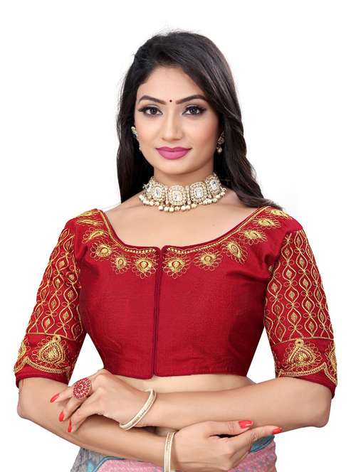 women embroidered elbow length blouse 