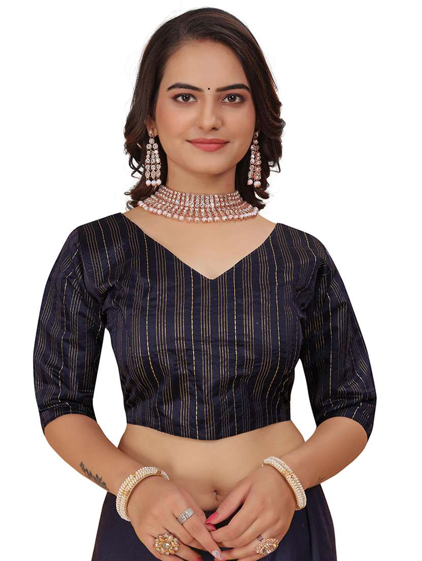 women striped three quarter v neck blouse 