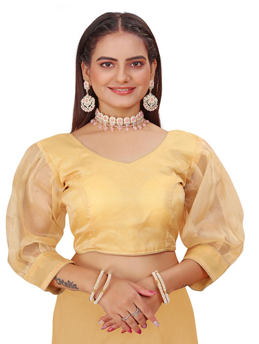 women beige solid stiched blouse - 21534694 - Zoom Image - 0