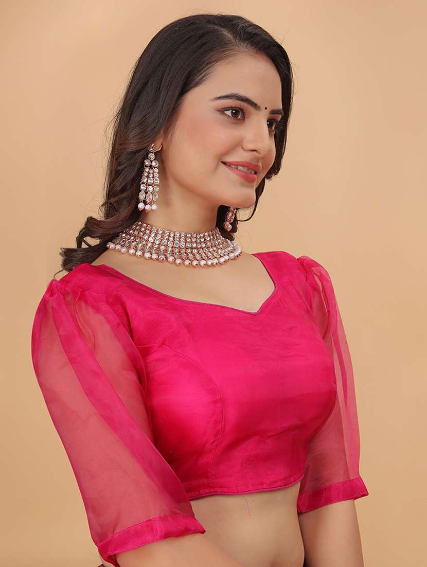 women pink solid stiched blouse - 21534748 -  Standard Image - 2