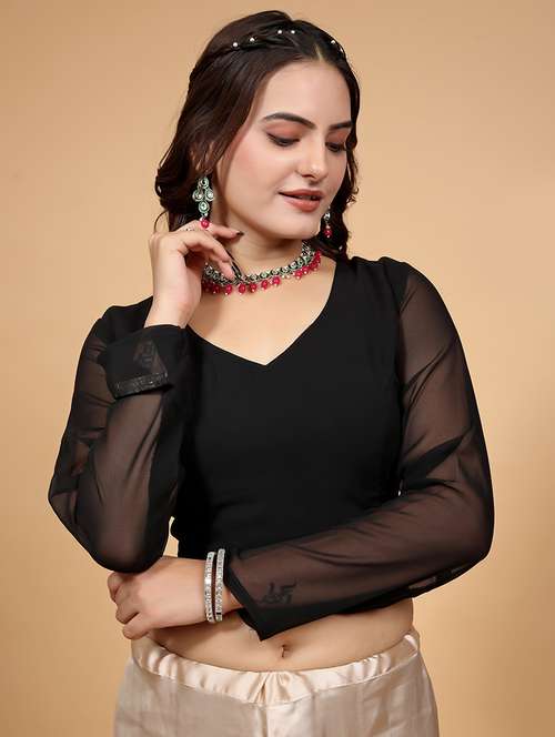 women black solid stiched blouse - 21534750 -  Standard Image - 0