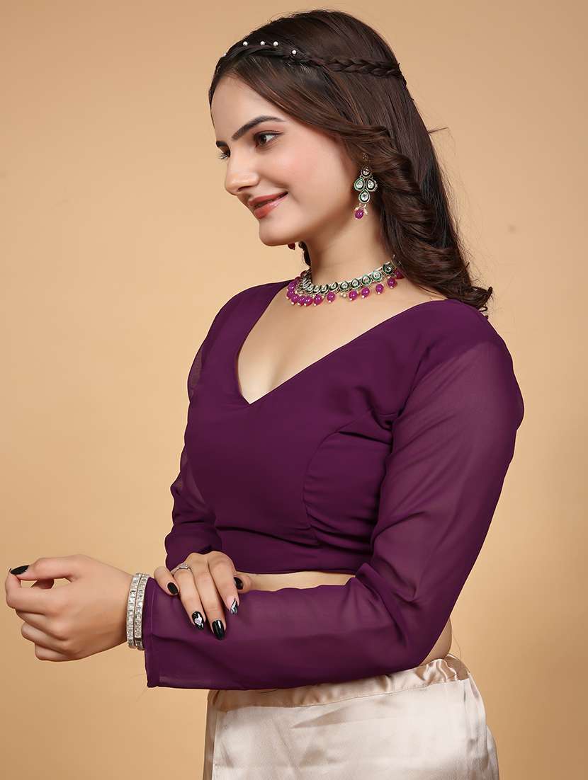 women purple solid stiched blouse - 21534755 -  Standard Image - 2