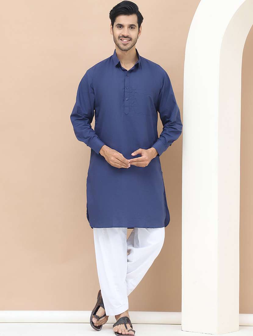 men solids pathani ethnic wear set