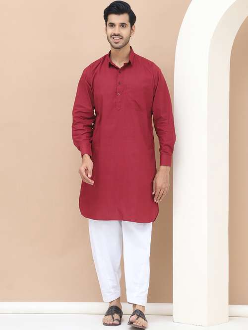 men solids pathani ethnic wear set - 21534825 - Standard Image - 0