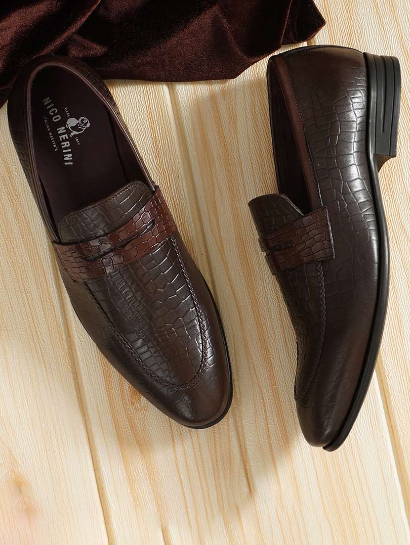 men brown slip on loafer