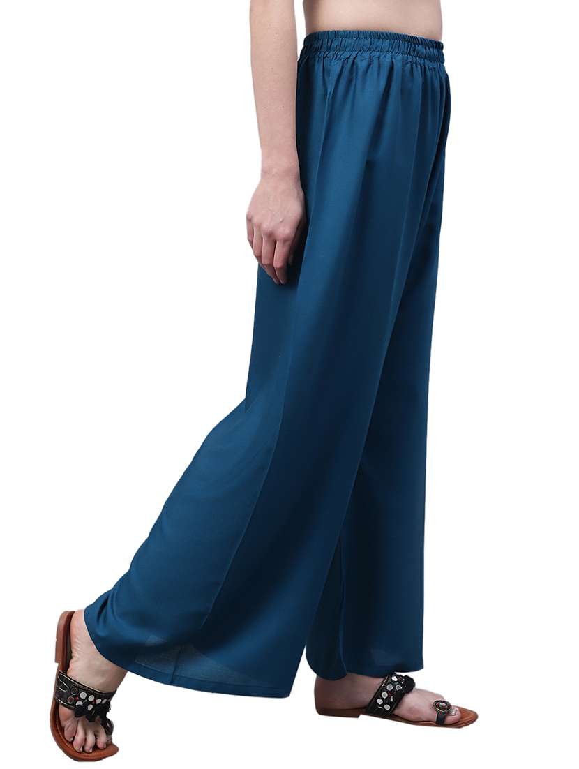 women solid relaxed fit palazzo - 21535587 - Standard Image - 2