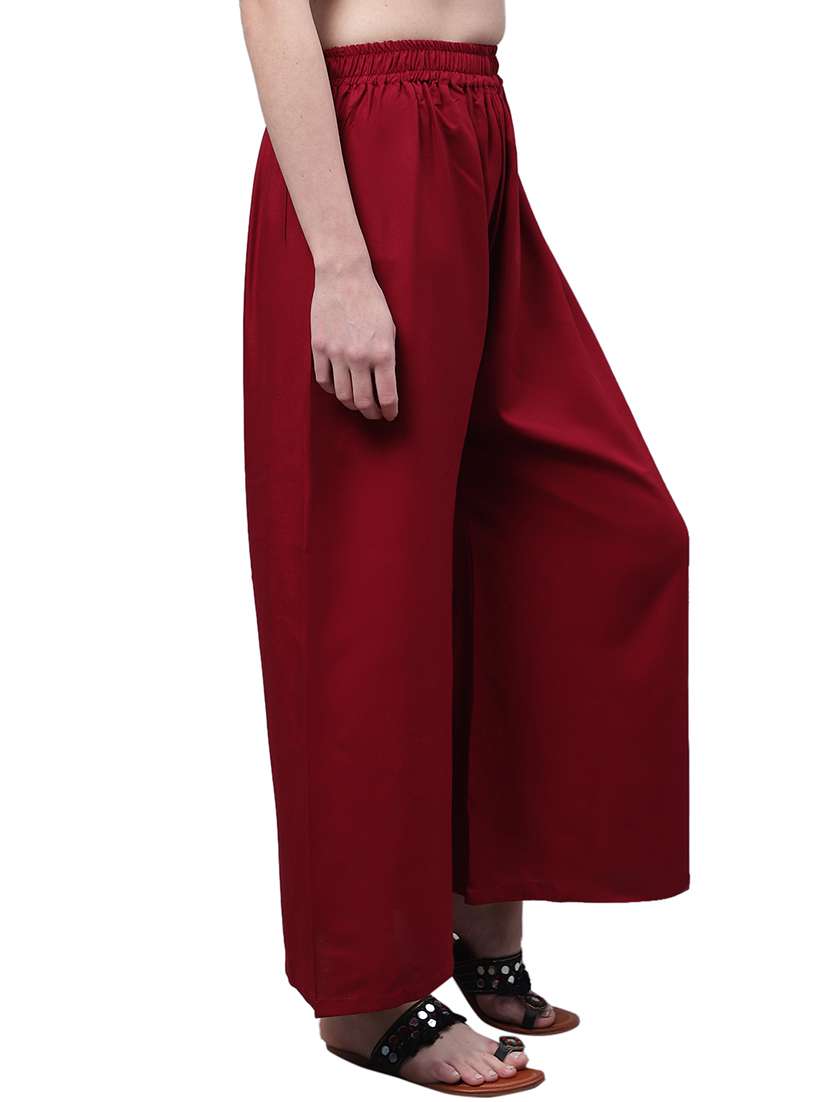 women solid relaxed fit palazzo - 21535592 - Standard Image - 2