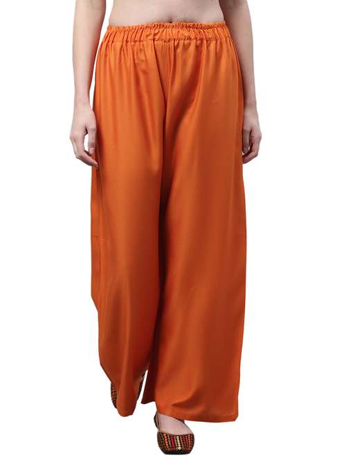 women solid relaxed fit palazzo - 21535598 - Standard Image - 0