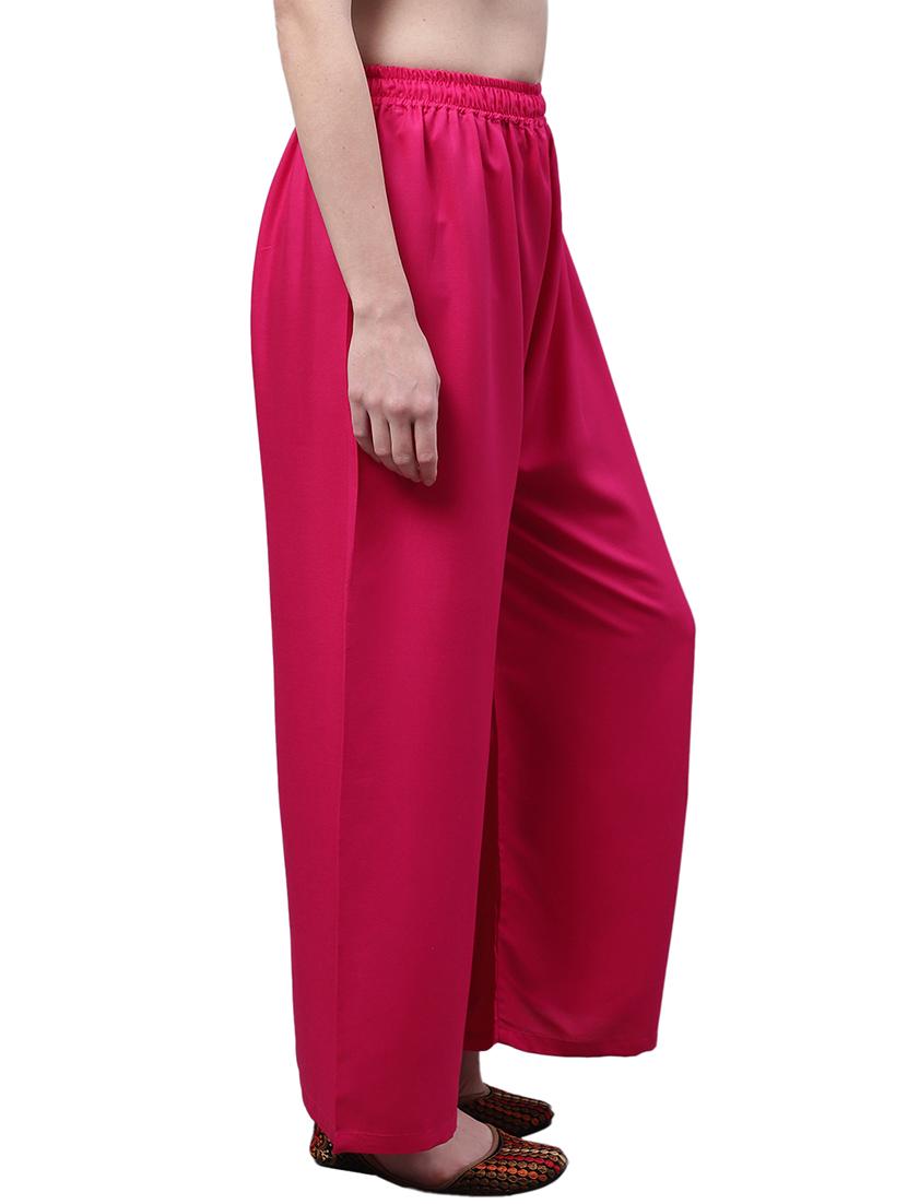 women solid relaxed fit palazzo - 21535604 - Standard Image - 2
