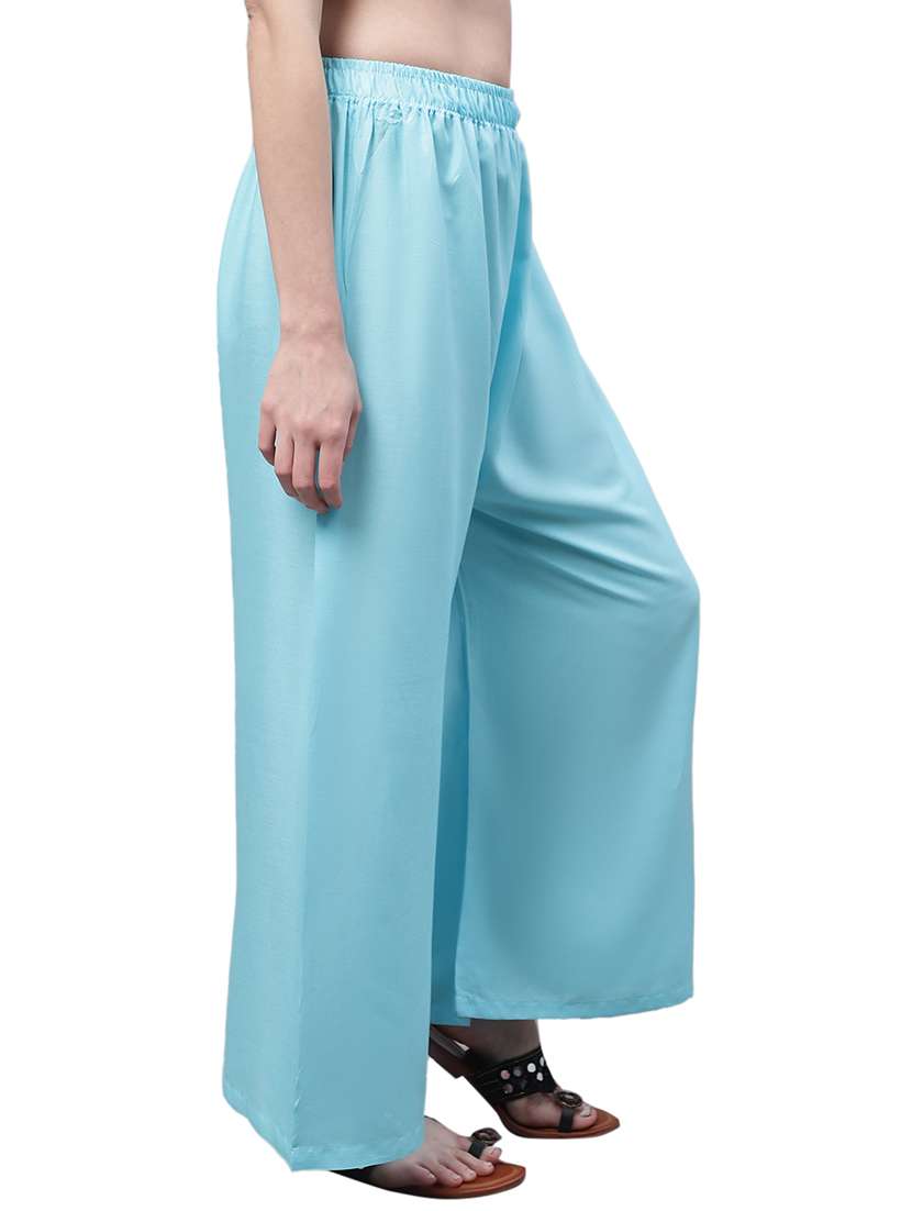 women solid relaxed fit palazzo - 21535607 - Standard Image - 2