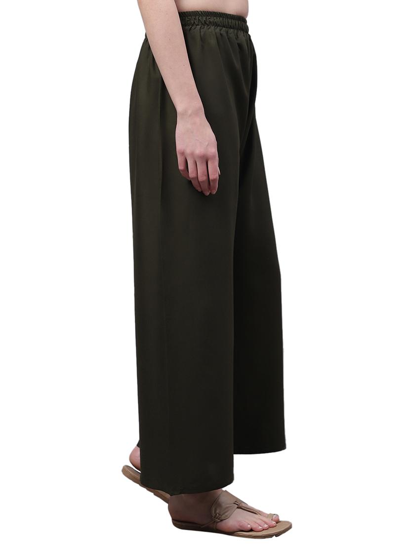 women solid relaxed fit palazzo - 21535609 - Standard Image - 2